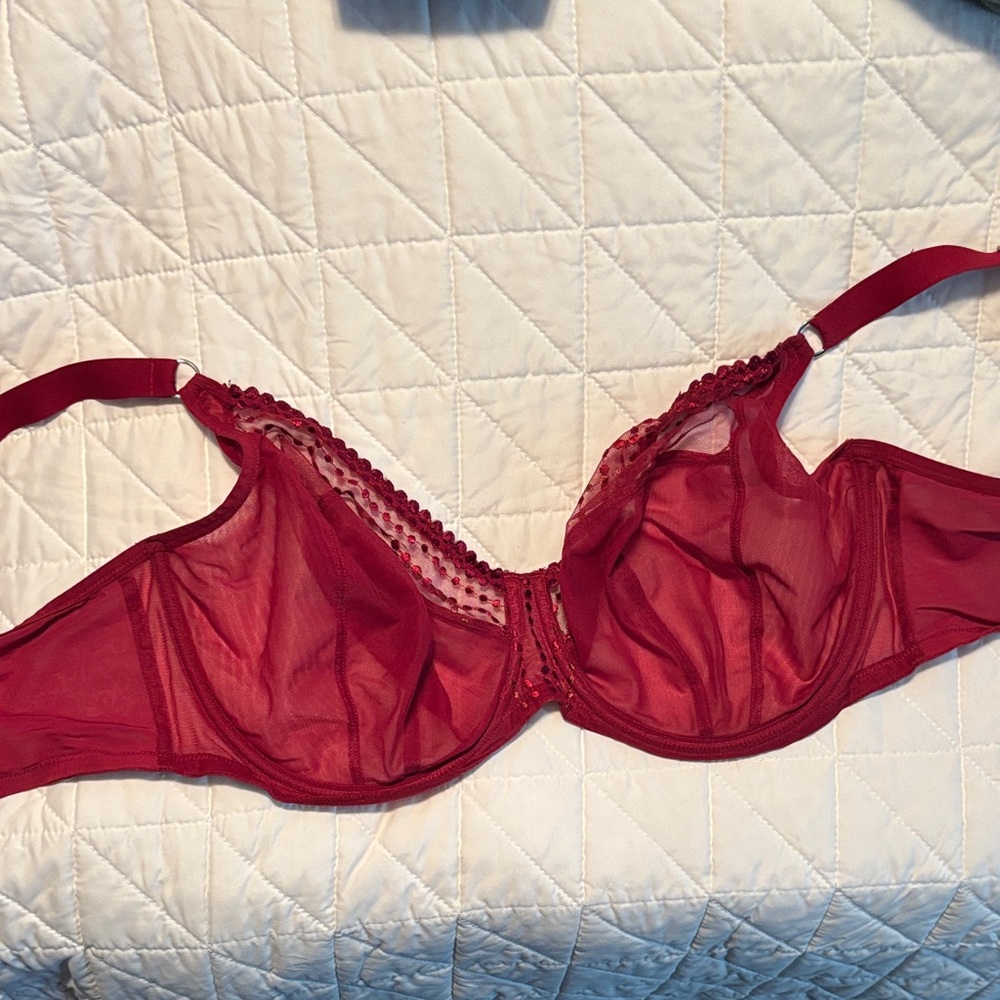 Elomi Deep Red Sheer Bra